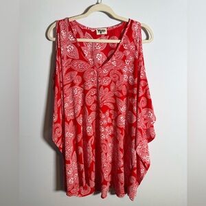 Show Me Your Mumu Peta Boo Tunic Top Red White Paisley Boho Festival Flowy Small